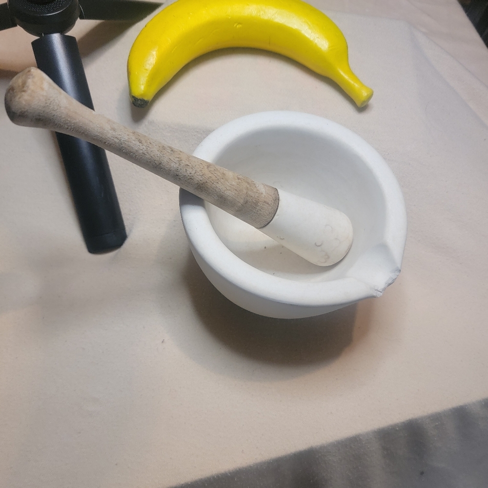 Marble Pestle and Mortar with Wood and Marble Handle